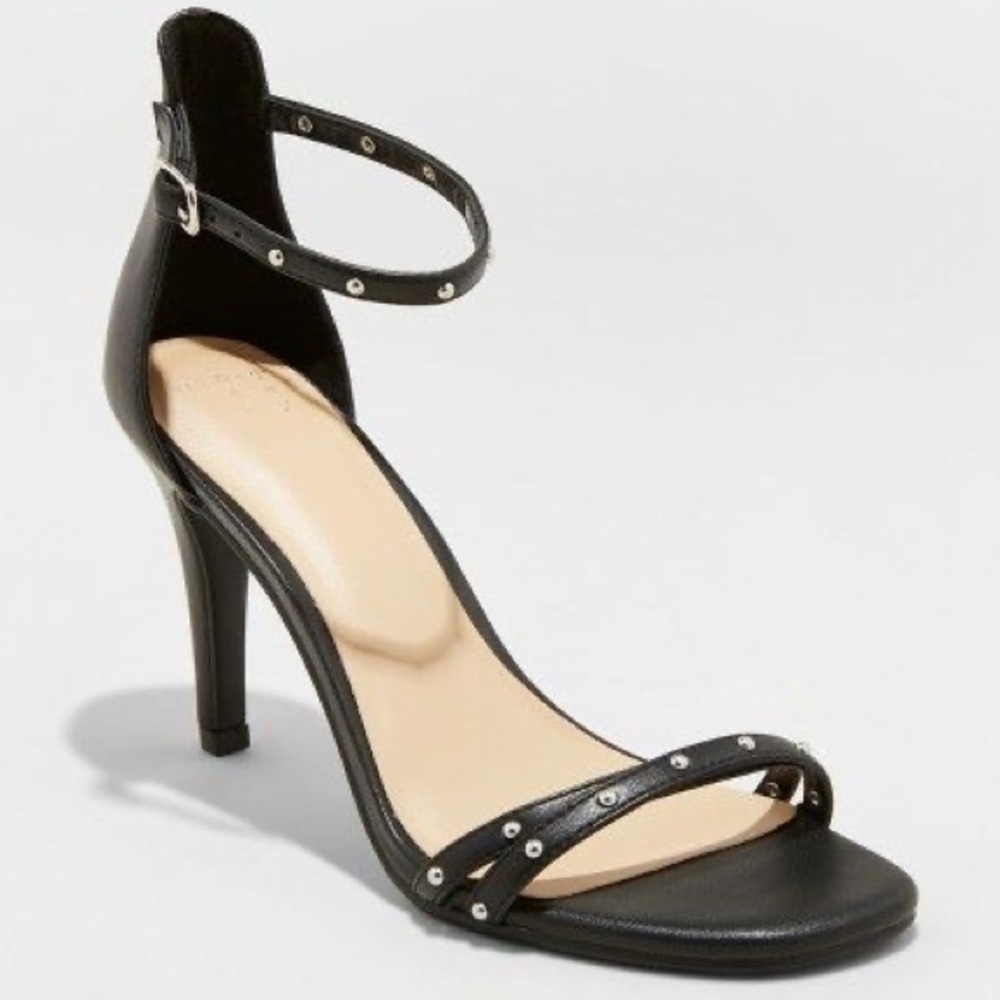 Double Strap Studded Sandal Heel